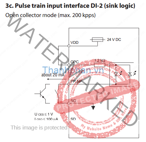 Kết nối bộ điều khiển cổng cực thu hở loại sink với MR-J2S-A