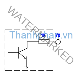 sơ đồ ngõ ra transistor cổng cực thu hở loại sink của thiết bị YKHMI