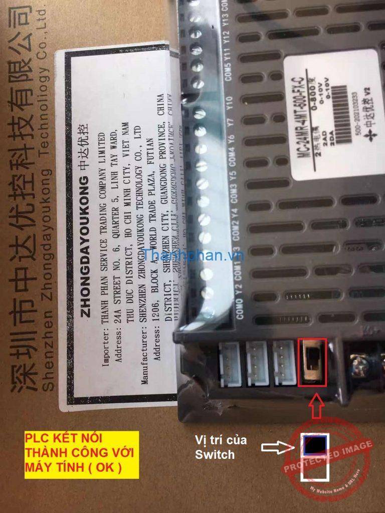 Kết nối thành công máy tính và màn hình MC-24MR-4MT-500-FX-C