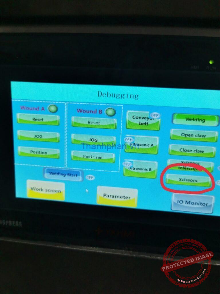 Màn hình Debug máy khẩu trang y tế