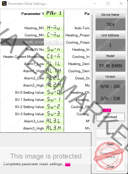 parameter mask settings