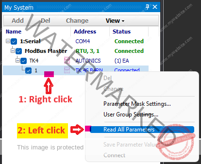 Read parameters value