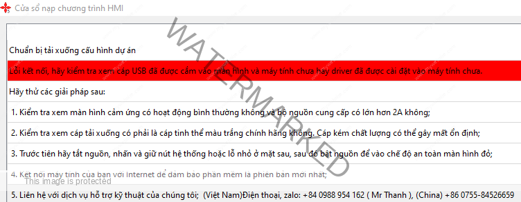 Lỗi kết nối màn hình YKHMI và máy tính