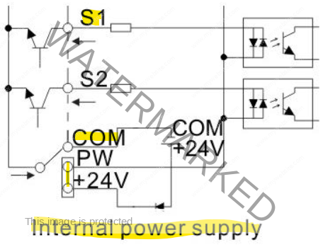 INVT GD 20 NPN mode: internal power