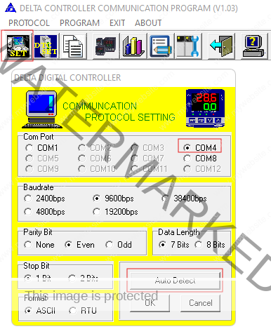 set communication protocol of PC